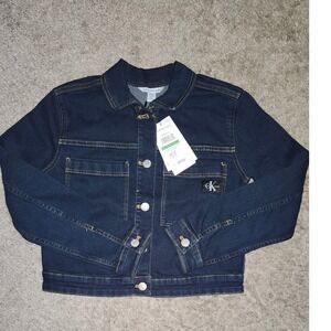 Calvin Klein Jeans Kids‎ Denim Jacket Blue Classic Trucker Style Size L 12 14